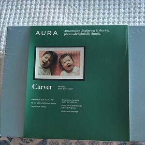 Aura Carver Digital Photo Frame - Gravel with White Mat